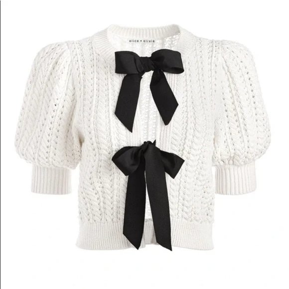 Alice + Olivia Kitty Puff Sleeve Cardigan Sweater Size XS - Picture 1 of 3